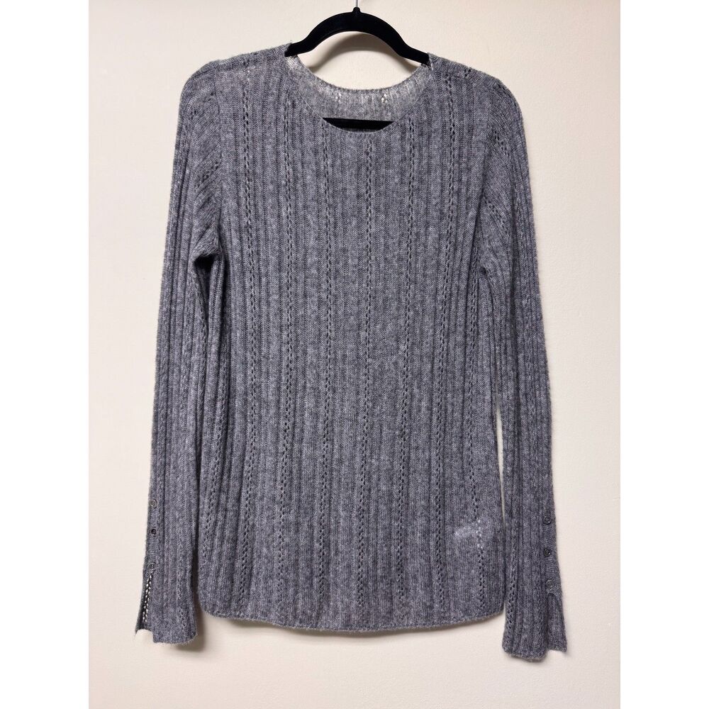 NASENSSY Wool/Cashmere Blend Pointelle Delicate Knit Lightweight Sweater, Sz M